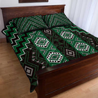 New Zealand Aotearoa Quilt Bed Set Green Poutama With Taniko Pattern LT05 - Polynesian Pride