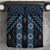 New Zealand Aotearoa Bedding Set Blue Poutama With Taniko Pattern LT05