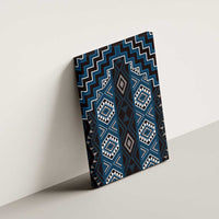 New Zealand Aotearoa Canvas Wall Art Blue Poutama With Taniko Pattern LT05