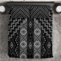 New Zealand Aotearoa Bedding Set Black Poutama With Taniko Pattern LT05