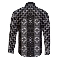 New Zealand Aotearoa Family Matching Off The Shoulder Long Sleeve Dress and Hawaiian Shirt Black Poutama With Taniko Pattern LT05 - Polynesian Pride