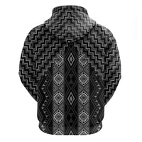 New Zealand Aotearoa Hoodie Black Poutama With Taniko Pattern LT05