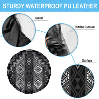 New Zealand Aotearoa Spare Tire Cover Black Poutama With Taniko Pattern LT05