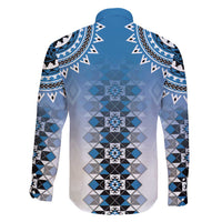 New Zealand Family Matching Short Sleeve Bodycon Dress and Hawaiian Shirt Poutama Mix Blue Taniko Inspired Art LT05