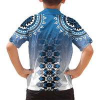 New Zealand Family Matching Tank Maxi Dress and Hawaiian Shirt Poutama Mix Blue Taniko Inspired Art LT05 - Polynesian Pride