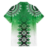 New Zealand Family Matching Long Sleeve Bodycon Dress and Hawaiian Shirt Poutama Mix Green Taniko Inspired Art LT05 - Polynesian Pride