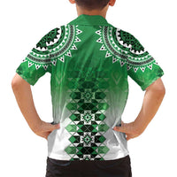 New Zealand Family Matching Summer Maxi Dress and Hawaiian Shirt Poutama Mix Green Taniko Inspired Art LT05 - Polynesian Pride