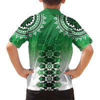 New Zealand Kid Hawaiian Shirt Poutama Mix Green Taniko Inspired Art LT05