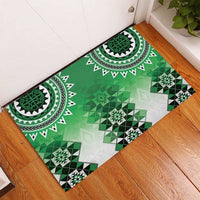 New Zealand Rubber Doormat Poutama Mix Green Taniko Inspired Art LT05