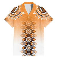 New Zealand Family Matching Mermaid Dress and Hawaiian Shirt Poutama Mix Orange Taniko Inspired Art LT05 Dad's Shirt - Short Sleeve Orange - Polynesian Pride