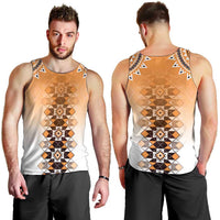 New Zealand Men Tank Top Poutama Mix Orange Taniko Inspired Art LT05