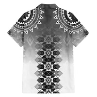 New Zealand Family Matching Off Shoulder Maxi Dress and Hawaiian Shirt Poutama Mix Gray Taniko Inspired Art LT05 - Polynesian Pride
