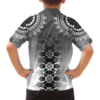 New Zealand Family Matching Puletasi and Hawaiian Shirt Poutama Mix Gray Taniko Inspired Art LT05 - Polynesian Pride