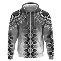 New Zealand Zip Hoodie Poutama Mix Gray Taniko Inspired Art LT05