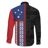 Samoa Flag Family Matching Off Shoulder Maxi Dress and Hawaiian Shirt Ula Fala With Samoan Siapo - Polynesian Pride