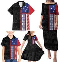 Samoa Flag Family Matching Puletasi and Hawaiian Shirt Ula Fala With Samoan Siapo - Polynesian Pride