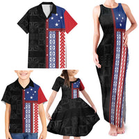 Samoa Flag Family Matching Tank Maxi Dress and Hawaiian Shirt Ula Fala With Samoan Siapo - Polynesian Pride