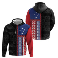 Samoa Flag Hoodie Ula Fala With Samoan Siapo - Polynesian Pride