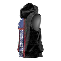 Samoa Flag Sleeveless Hoodie Ula Fala With Samoan Siapo - Polynesian Pride