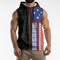 Samoa Flag Sleeveless Zip Hoodie Ula Fala With Samoan Siapo - Polynesian Pride