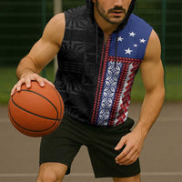 Samoa Flag Sleeveless Zip Hoodie Ula Fala With Samoan Siapo - Polynesian Pride