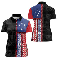 Samoa Flag Women Polo Shirt Ula Fala With Samoan Siapo - Polynesian Pride