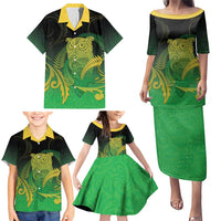New Zealand Aotearoa Ruru Family Matching Puletasi and Hawaiian Shirt Maori Fern Art Green LT05 - Polynesian Pride