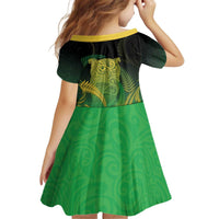 New Zealand Aotearoa Ruru Kid Short Sleeve Dress Maori Fern Art Green LT05 - Polynesian Pride