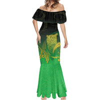 New Zealand Aotearoa Ruru Mermaid Dress Maori Fern Art Green LT05 - Polynesian Pride