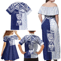 Personalised Northern Mariana Islands And Guam Family Matching Off Shoulder Maxi Dress and Hawaiian Shirt Latte Stone With Tribal Pattern LT05 - Polynesian Pride
