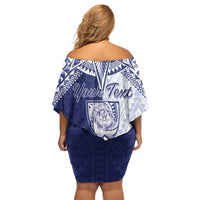 Personalised Northern Mariana Islands And Guam Family Matching Off Shoulder Short Dress and Hawaiian Shirt Latte Stone With Tribal Pattern LT05 - Polynesian Pride