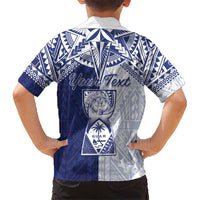 Personalised Northern Mariana Islands And Guam Family Matching Short Sleeve Bodycon Dress and Hawaiian Shirt Latte Stone With Tribal Pattern LT05 - Polynesian Pride
