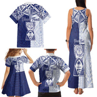Personalised Northern Mariana Islands And Guam Family Matching Tank Maxi Dress and Hawaiian Shirt Latte Stone With Tribal Pattern LT05 - Polynesian Pride