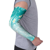 Polynesian Jellyfish Arm Sleeves With Plumeria Teal