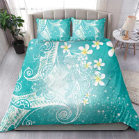 Polynesian Jellyfish Bedding Set With Plumeria Teal