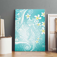 Polynesian Jellyfish Canvas Wall Art With Plumeria Teal