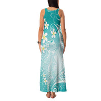 Polynesian Jellyfish Family Matching Tank Maxi Dress and Hawaiian Shirt With Plumeria Teal LT05 - Polynesian Pride