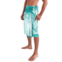 Polynesian Jellyfish Lavalava With Plumeria Teal