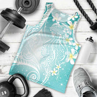 Polynesian Jellyfish Men Tank Top With Plumeria Teal
