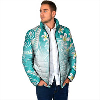 Polynesian Jellyfish Padded Jacket With Plumeria Teal