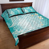Polynesian Jellyfish Quilt Bed Set With Plumeria Teal