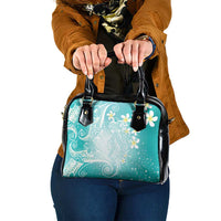 Polynesian Jellyfish Shoulder Handbag With Plumeria Teal
