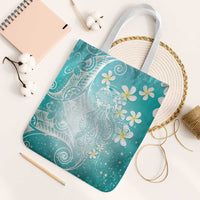 Polynesian Jellyfish Tote Bag With Plumeria Teal