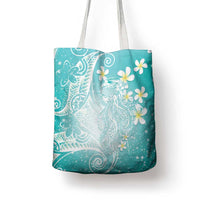 Polynesian Jellyfish Tote Bag With Plumeria Teal