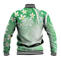 Polynesian Jellyfish Baseball Jacket With Plumeria Green