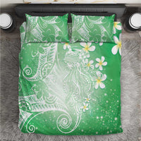 Polynesian Jellyfish Bedding Set With Plumeria Green
