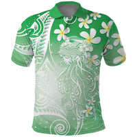 Polynesian Jellyfish Polo Shirt With Plumeria Green