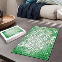 Polynesian Jellyfish Puzzle With Plumeria Green