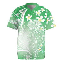 Polynesian Jellyfish Rugby Jersey With Plumeria Green