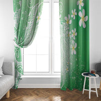 Polynesian Jellyfish Window Curtain With Plumeria Green
